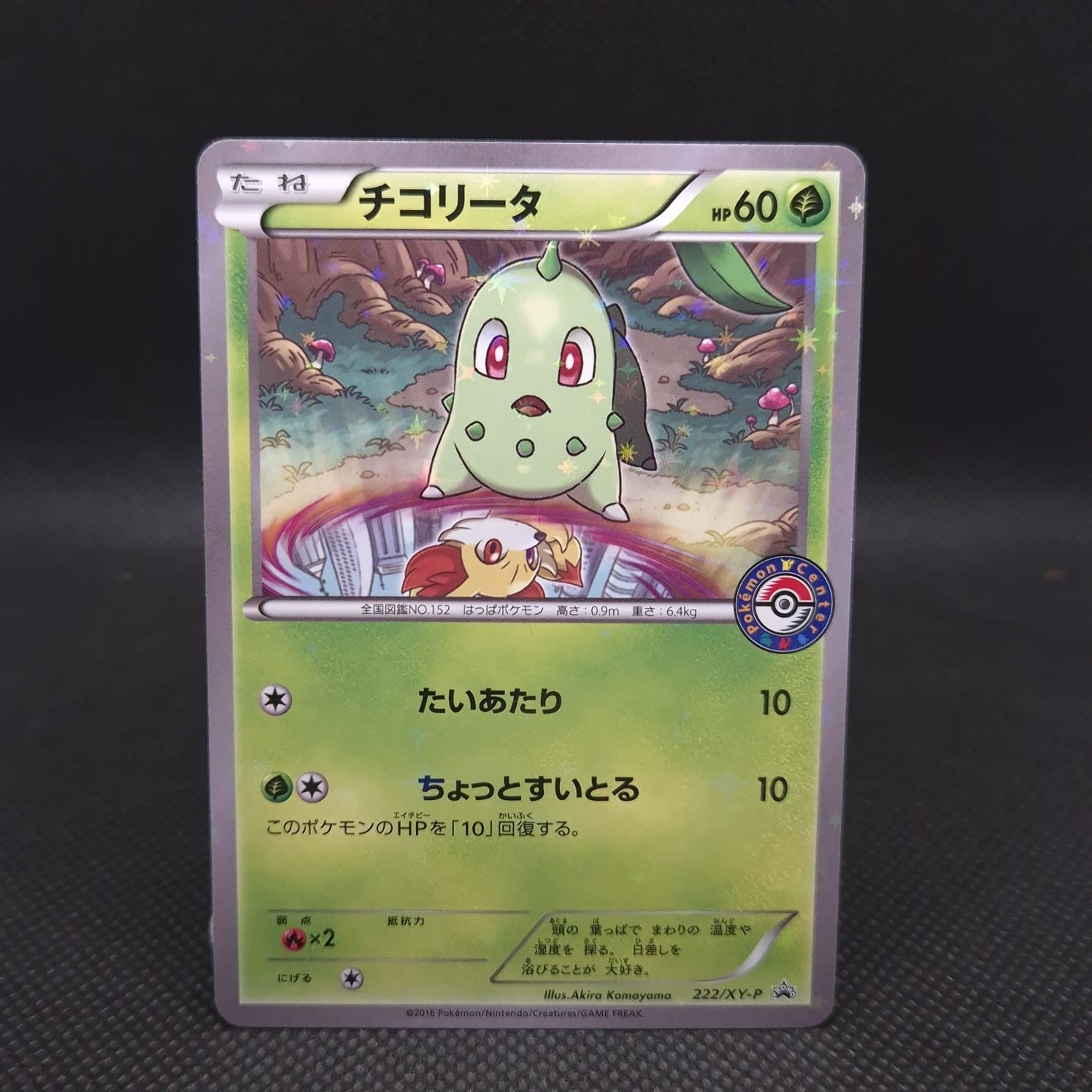 Japanese Pokémon TCG Promo Chikorita 222/XY-P – Pokemon Center Stamp (2016) NM