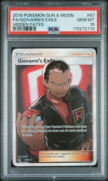 PSA 10 Giovanni's Exile 67/68 Full Art Rare Card Pokemon Hidden Fates Graded