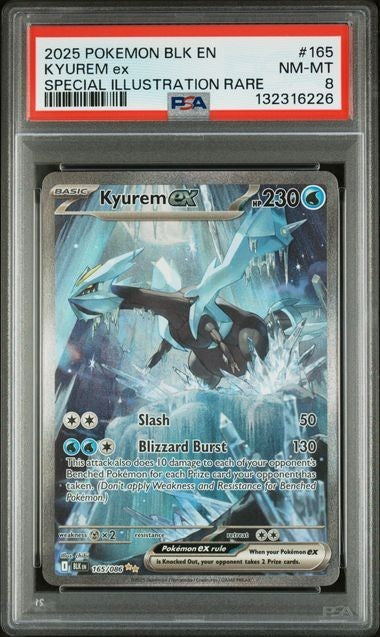 Pokémon TCG Kyurem EX Card 165/086 Sir Scarlet Violet Black Bolt PSA 8